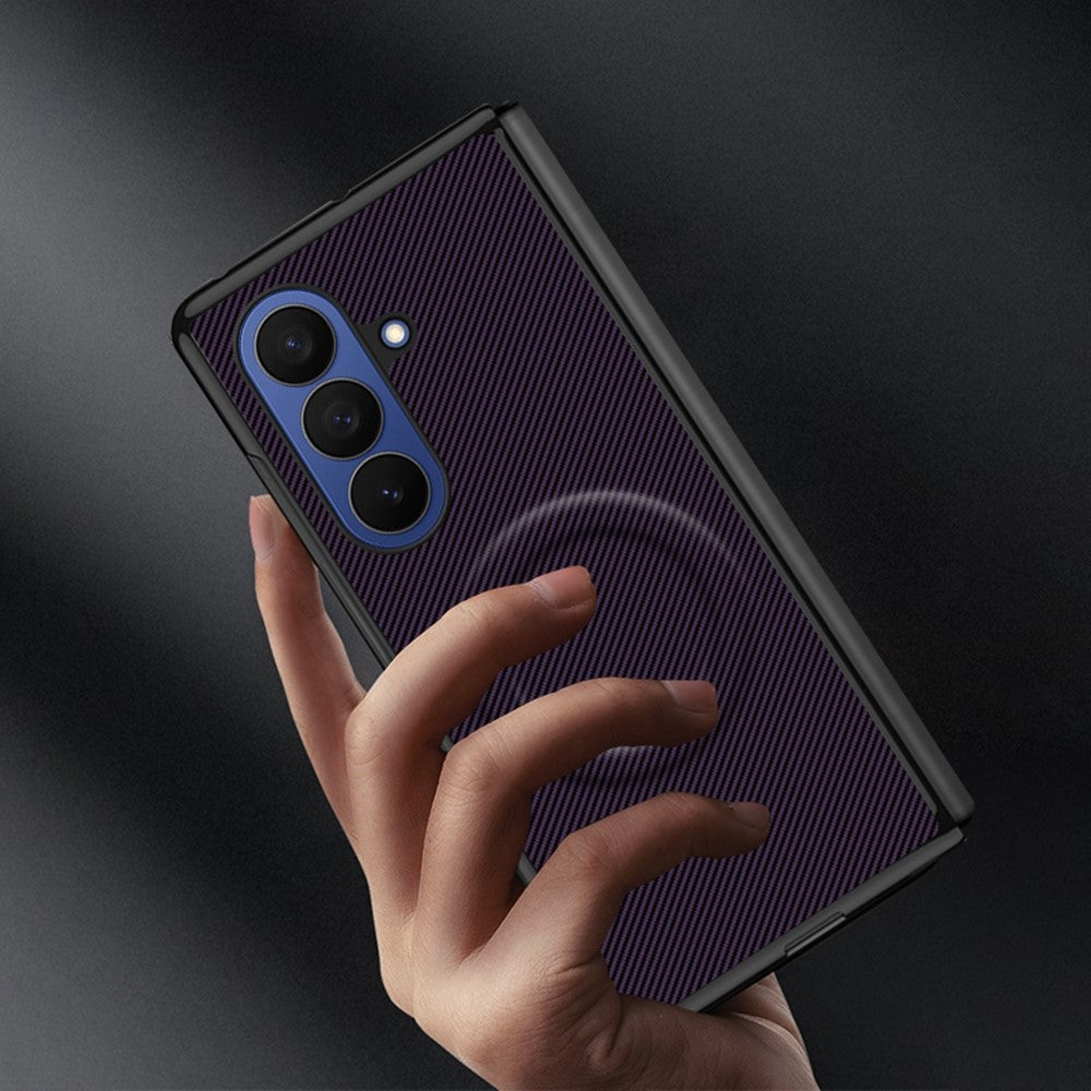 For Samsung Galaxy Z Fold7 5G Foldable Magnetic Case Aramid Fiber Texture PU Leather TPU PC Protective Cover