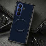 For Samsung Galaxy Z Fold7 5G Foldable Magnetic Case Aramid Fiber Texture PU Leather TPU PC Protective Cover