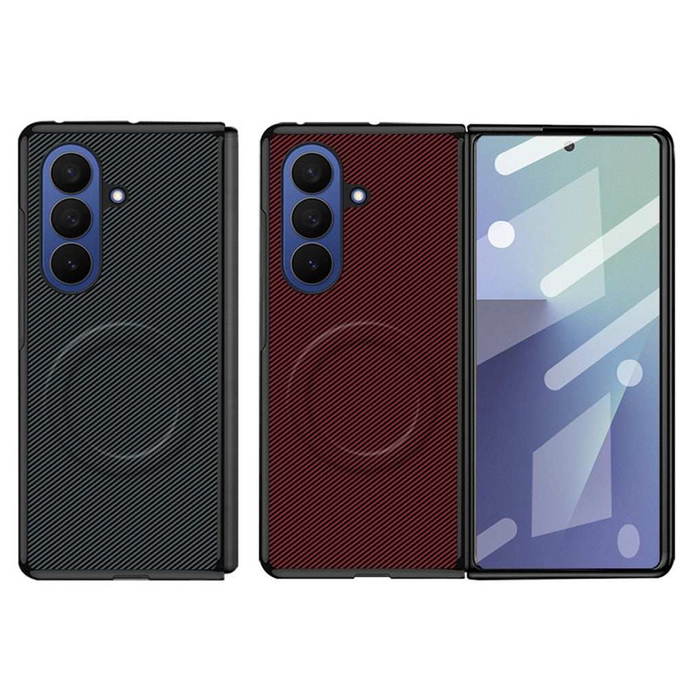 For Samsung Galaxy Z Fold7 5G Foldable Magnetic Case Aramid Fiber Texture PU Leather TPU PC Protective Cover