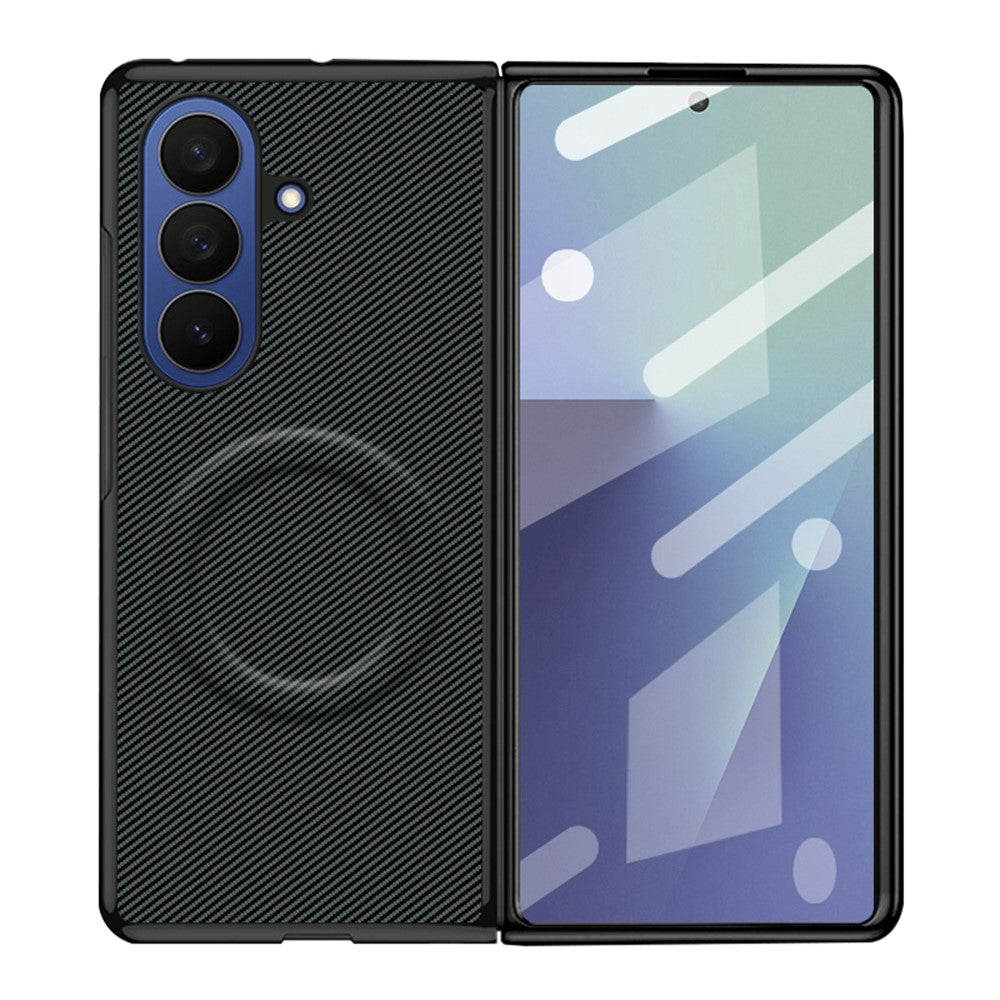 For Samsung Galaxy Z Fold7 5G Foldable Magnetic Case Aramid Fiber Texture PU Leather TPU PC Protective Cover