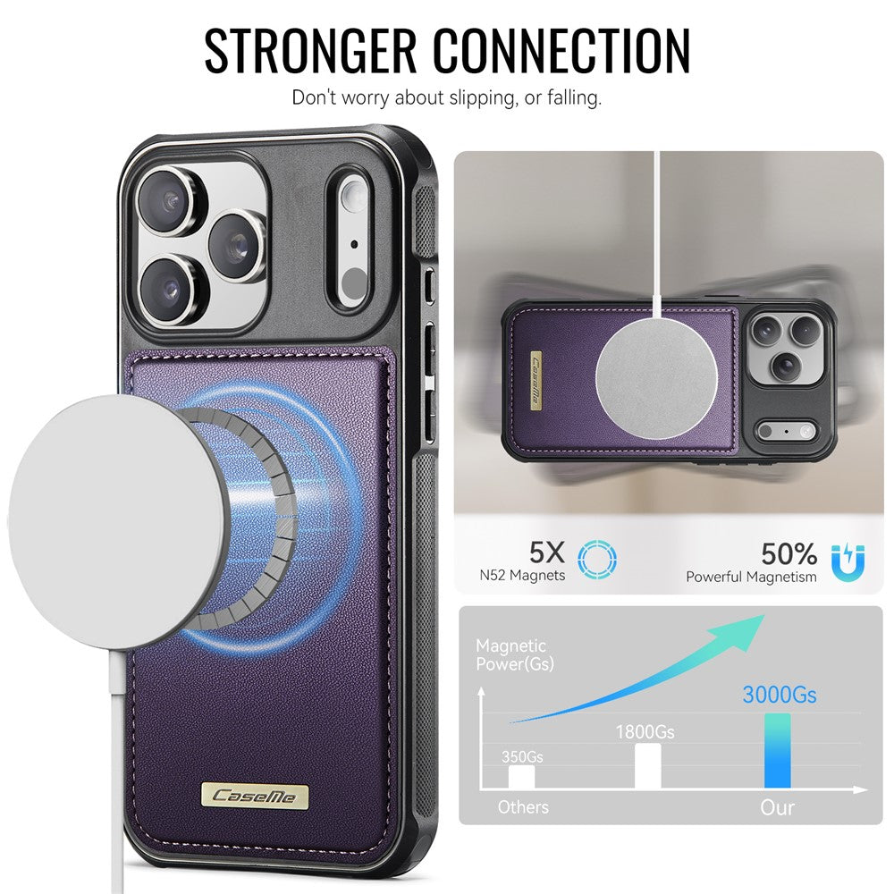 CASEME C69 Series for iPhone 18 Pro / 17 Pro Magnetic Case Leather Coated TPU Phone Cover