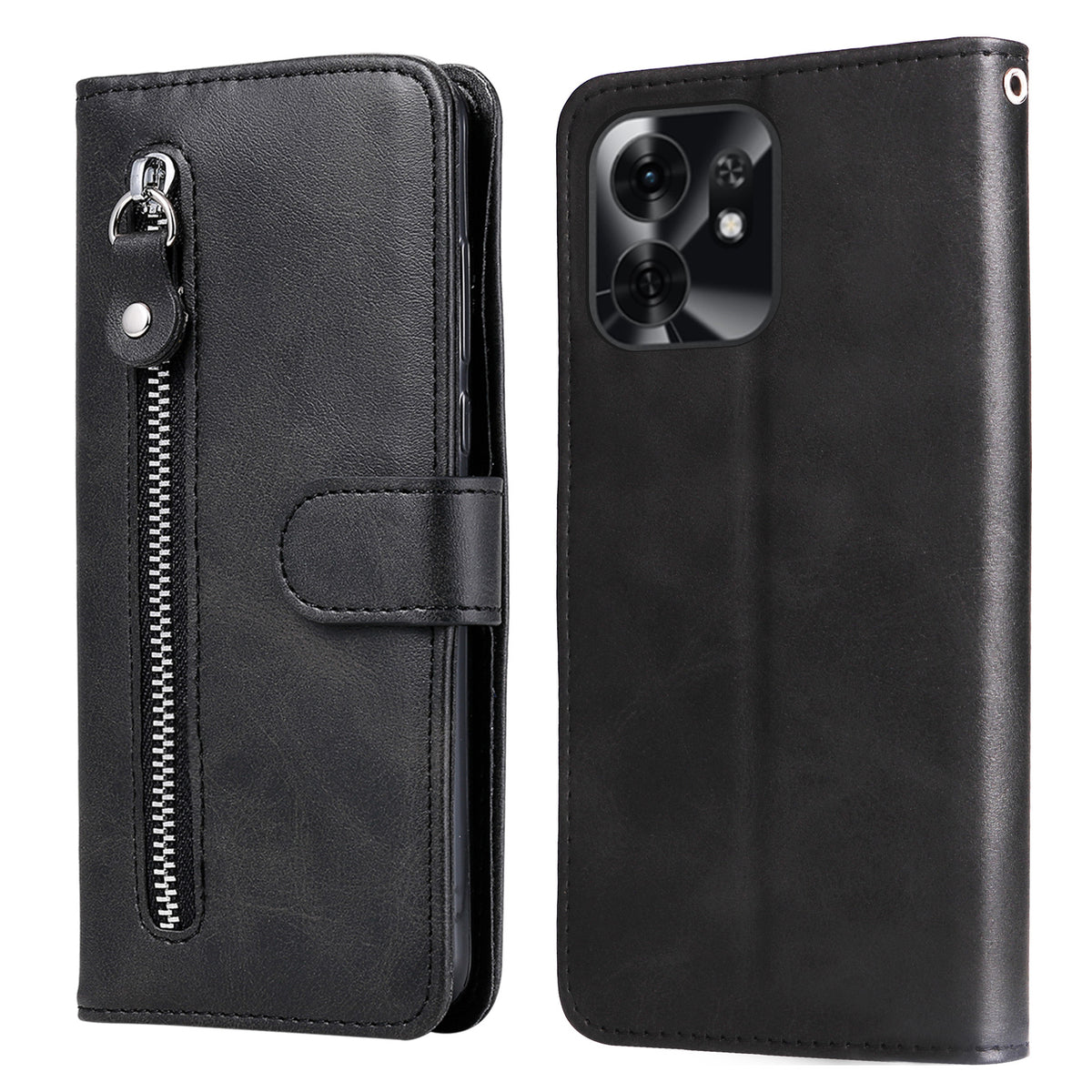 Til Honor Play 60A 5G / Honor X6d 5G PU-læderetuier med lynlåslomme, pung og telefoncoverstativ