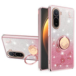 KADEM mobilskal för Xiaomi Poco C85x 5G / Redmi A7 Pro 4G (171.56mm) / Redmi A7 Pro 5G Ringstativ TPU Blommor mobilskal Gradient Glitter