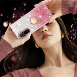 KADEM mobilskal för Xiaomi Poco C85x 5G / Redmi A7 Pro 4G (171.56mm) / Redmi A7 Pro 5G Ringstativ TPU Blommor mobilskal Gradient Glitter