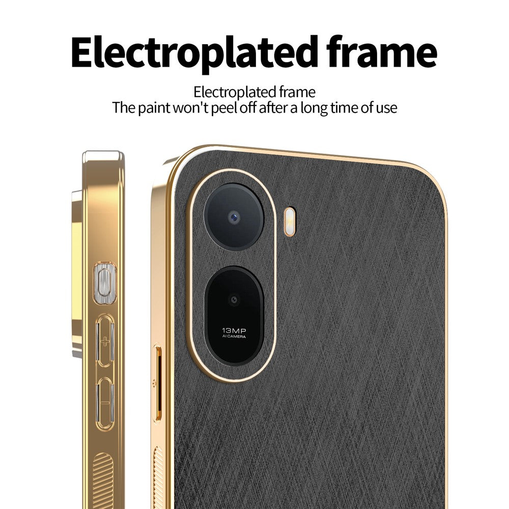 KADEM Phone Case for Xiaomi Poco C85x 5G / Redmi A7 Pro 4G (171.56mm) / Redmi A7 Pro 5G Electroplating Silk Texture PU + TPU Phone Back Cover