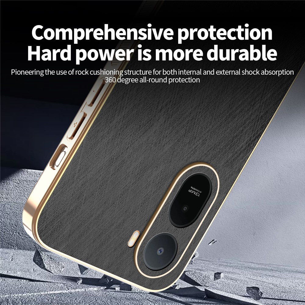 KADEM Phone Case for Xiaomi Poco C85x 5G / Redmi A7 Pro 4G (171.56mm) / Redmi A7 Pro 5G Electroplating Silk Texture PU + TPU Phone Back Cover