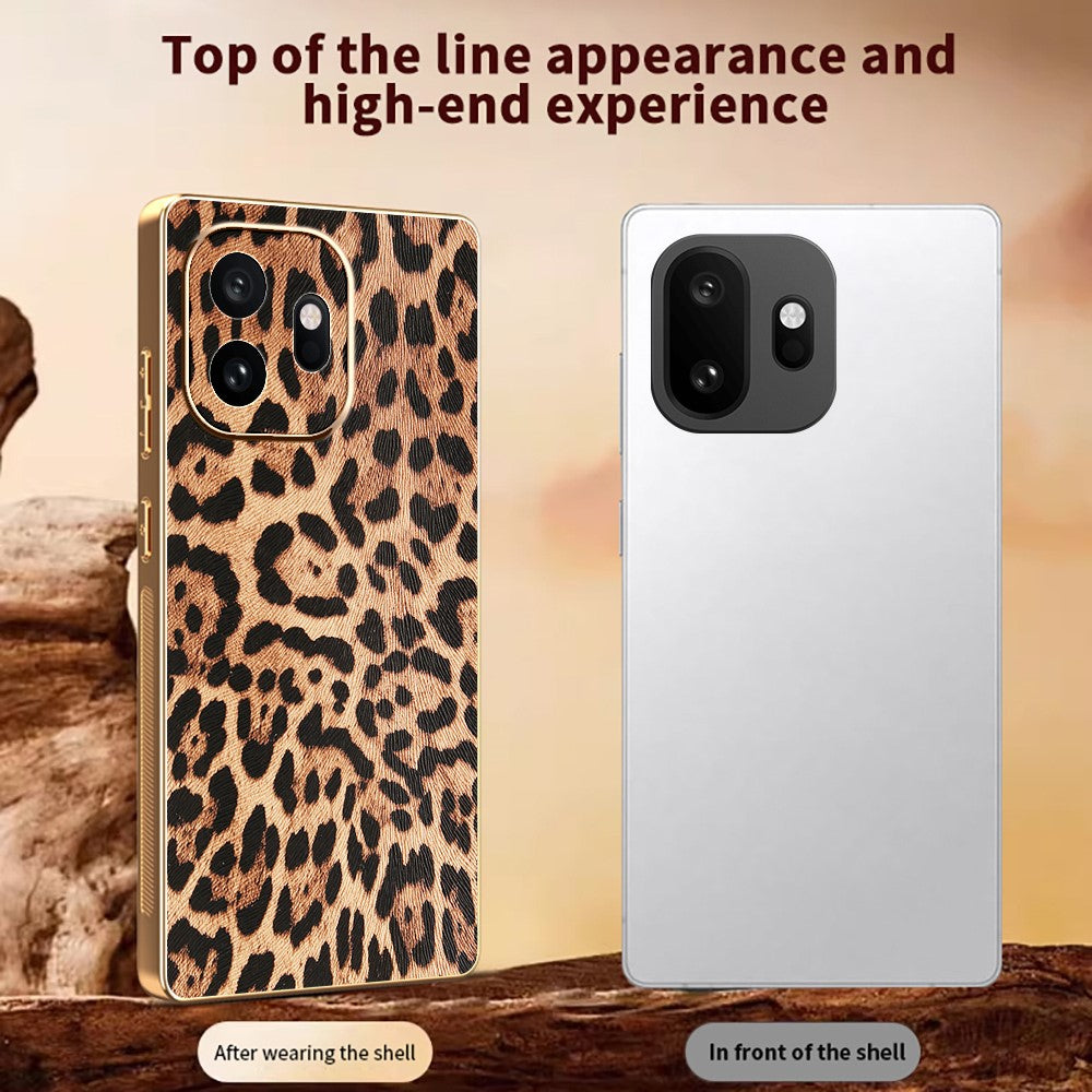 For OnePlus 15T 5G Phone Case PU Leather Coated PC + TPU Electroplating Phone Cover