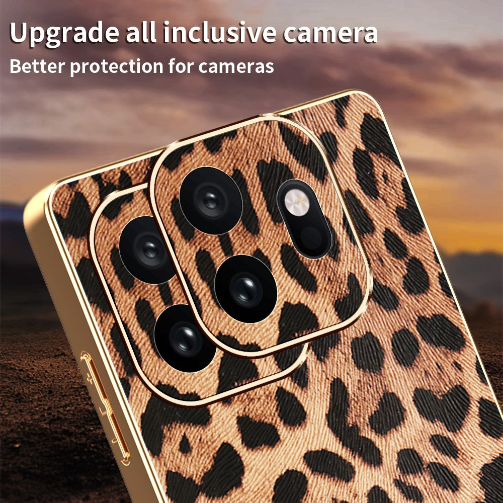 For OnePlus 15T 5G Phone Case PU Leather Coated PC + TPU Electroplating Phone Cover