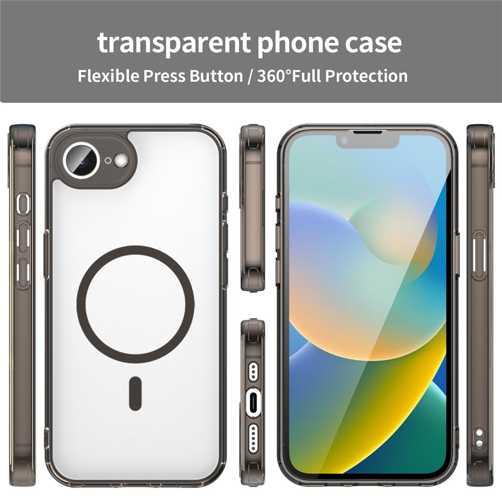 Til iPhone 16e / 17e-cover kompatibel med MagSafe klart PC + TPU stødsikkert bagcover