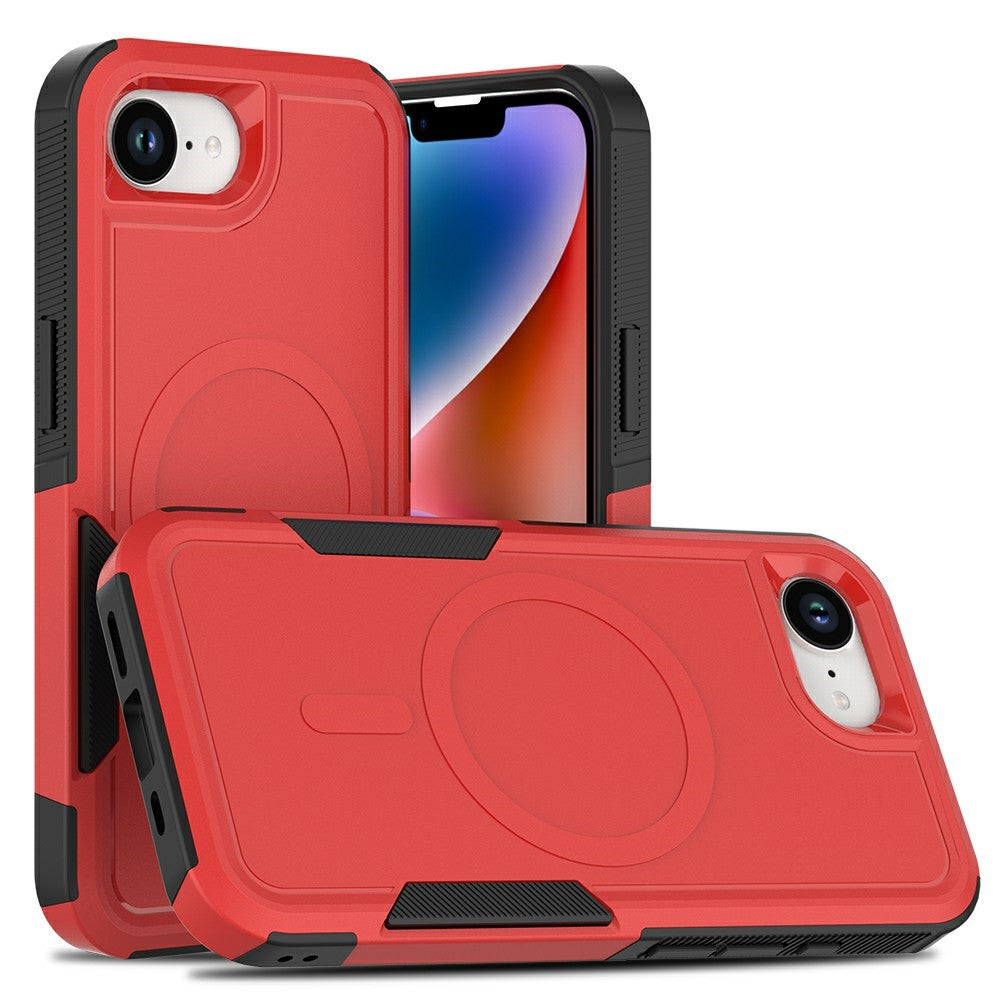 Magnetisk telefoncover til iPhone 17e / 16e stødsikkert PC + TPU cover med skærmbeskytter i hærdet glas med højt aluminiumoxidindhold