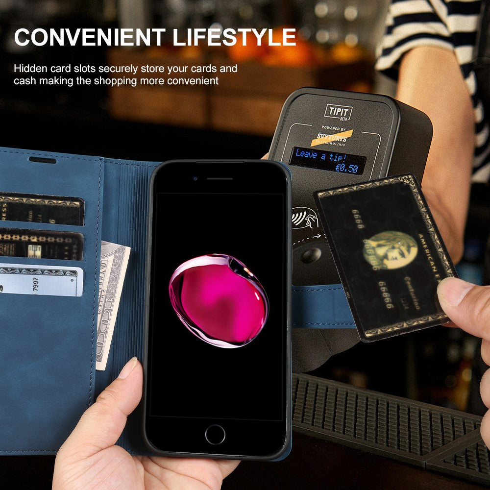 Wallet Stand Case For iPhone 7 4.7 inch  /  8 4.7 inch  /  SE (2022)  /  SE (2020)  Card Slots Skin-feel TPU + PU Leather Flip Cover