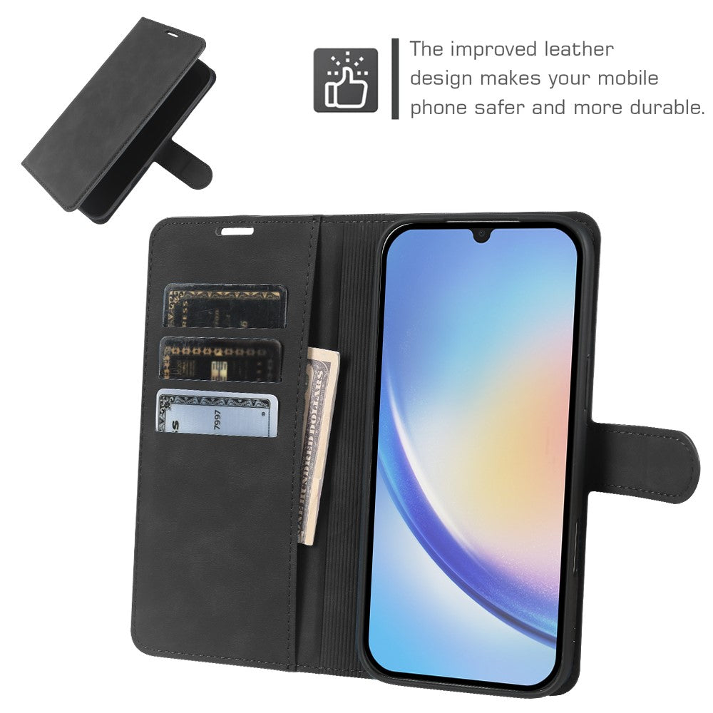 Wallet Stand Case For Samsung Galaxy A34 5G Card Slots Skin-feel TPU + PU Leather Flip Cover