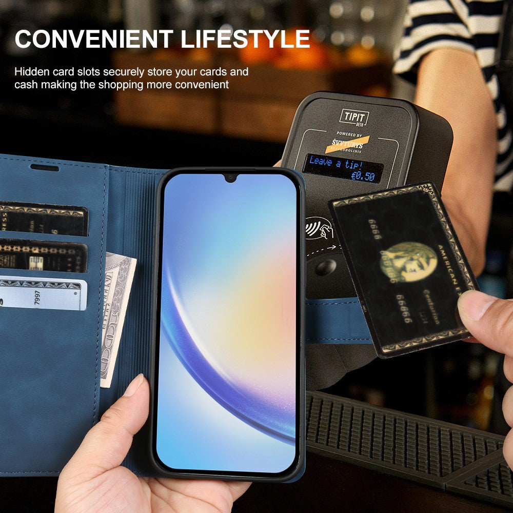Wallet Stand Case For Samsung Galaxy A34 5G Card Slots Skin-feel TPU + PU Leather Flip Cover