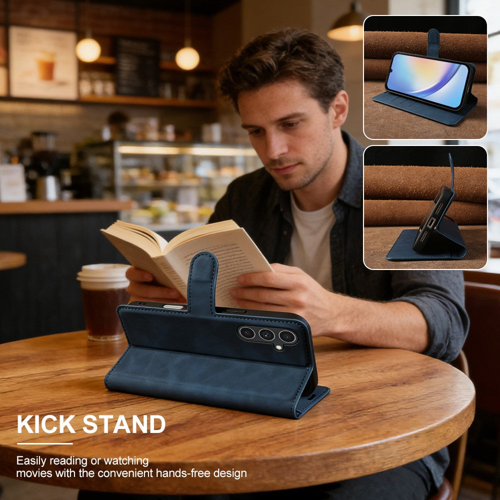 Wallet Stand Case For Samsung Galaxy A34 5G Card Slots Skin-feel TPU + PU Leather Flip Cover