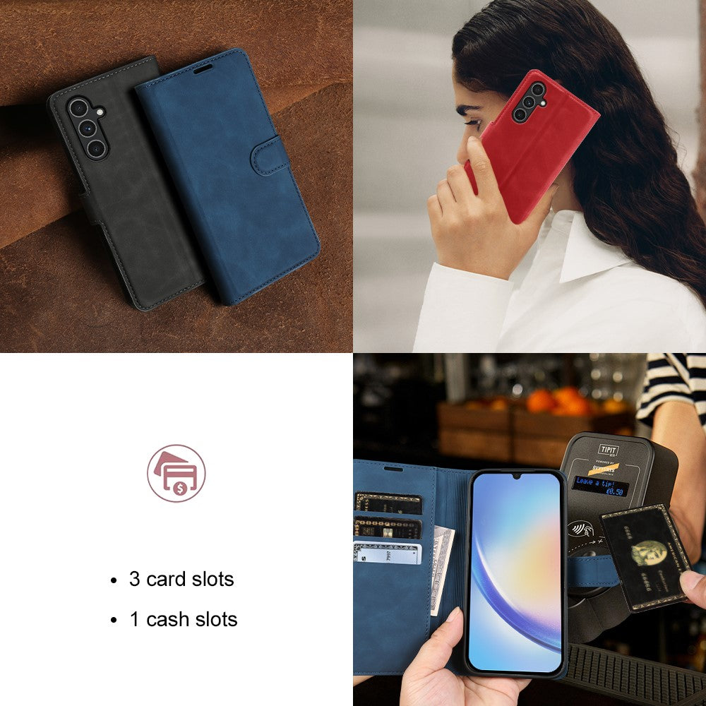 Wallet Stand Case For Samsung Galaxy A34 5G Card Slots Skin-feel TPU + PU Leather Flip Cover