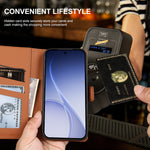 For Oppo Reno15 F 5G Leather Case Wallet Stand TPU + PU Skin-touch Cover