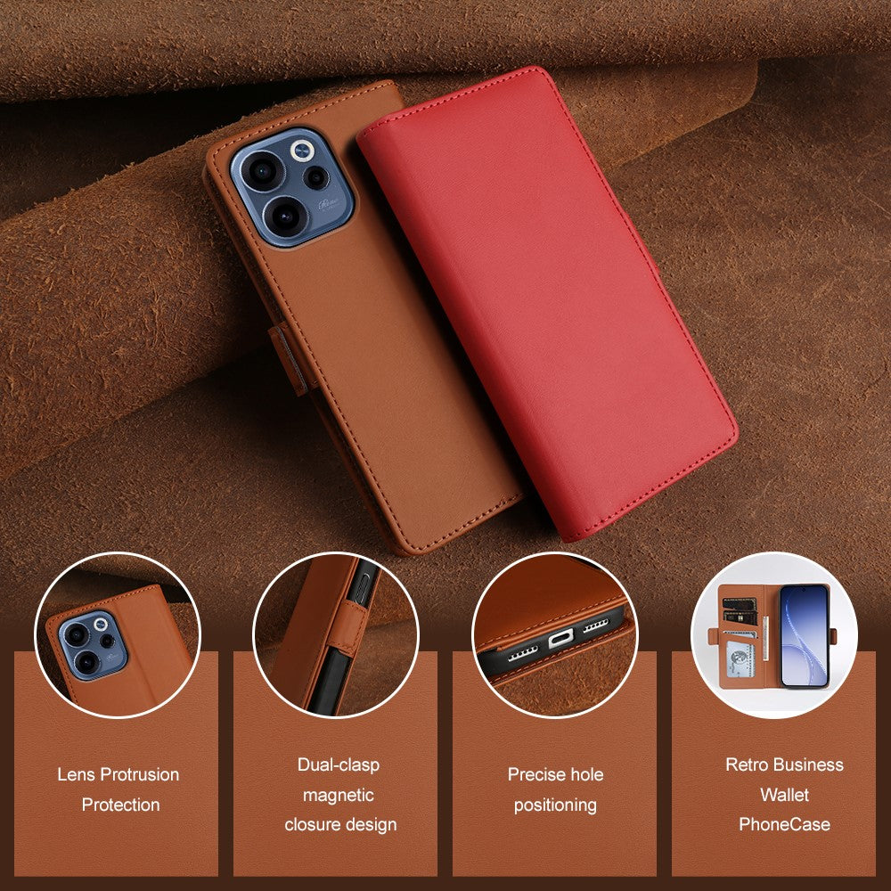 For Oppo Reno15 F 5G Leather Case Wallet Stand TPU + PU Skin-touch Cover