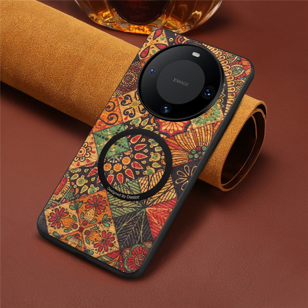 For Huawei Mate 60 Magnetic Phone Case Floral Pattern PU Leather TPU Protective Cover