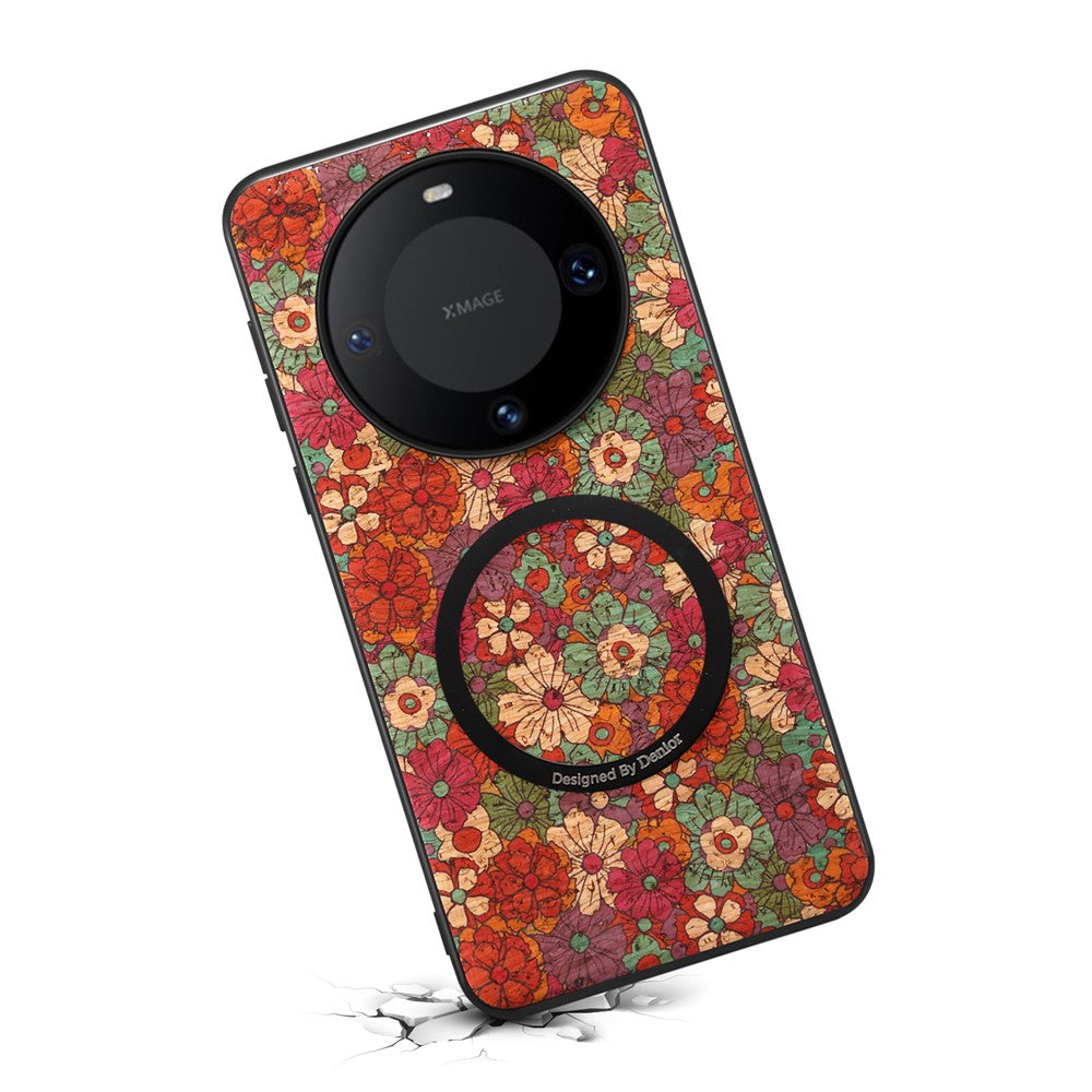 Magnetic Phone Case for Huawei Mate 60 Pro  /  60 Pro+ Floral Pattern PU Leather TPU Protective Cover