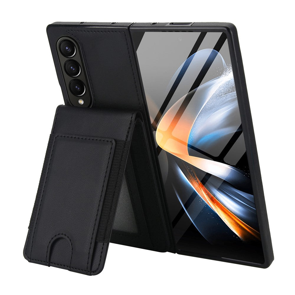 For Samsung Galaxy Z Fold3 5G Case Card Bag Kickstand Leather + PC Phone Cover with HD Screen Protector