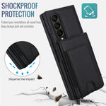 For Samsung Galaxy Z Fold3 5G Case Card Bag Kickstand Leather + PC Phone Cover with HD Screen Protector