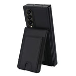 For Samsung Galaxy Z Fold4 5G Case Card Bag Kickstand Leather + PC Phone Cover with HD Screen Protector