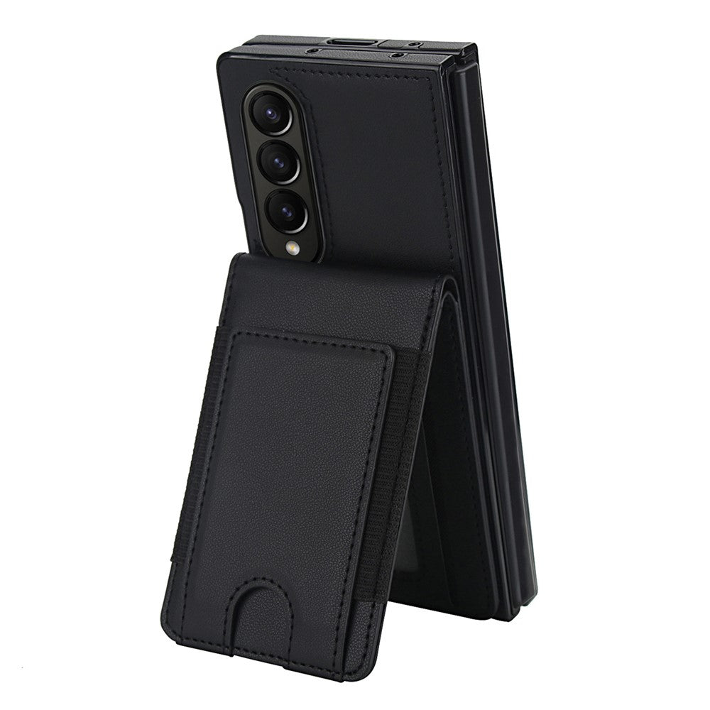 For Samsung Galaxy Z Fold4 5G Case Card Bag Kickstand Leather + PC Phone Cover with HD Screen Protector