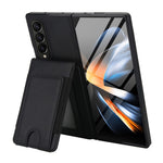 For Samsung Galaxy Z Fold4 5G Case Card Bag Kickstand Leather + PC Phone Cover with HD Screen Protector
