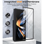 For Samsung Galaxy Z Fold4 5G Case Card Bag Kickstand Leather + PC Phone Cover with HD Screen Protector