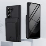 Til Samsung Galaxy Z Fold5 5G Etui Korttaske Støttefod Læder + PC Telefoncover med HD Skærmbeskytter