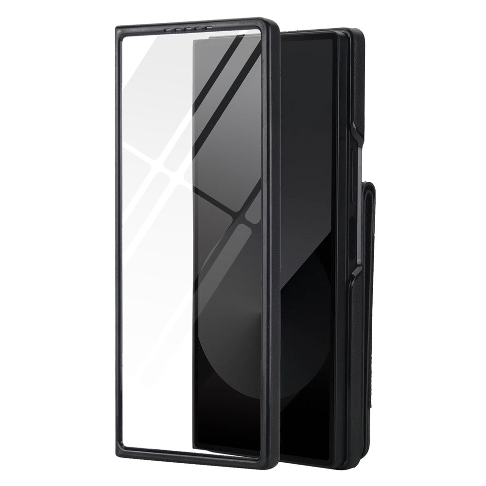 Til Samsung Galaxy Z Fold5 5G Etui Korttaske Støttefod Læder + PC Telefoncover med HD Skærmbeskytter