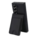 Til Samsung Galaxy Z Fold5 5G Etui Korttaske Støttefod Læder + PC Telefoncover med HD Skærmbeskytter