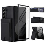 Til Samsung Galaxy Z Fold6 5G Etui Korttaske Støttefod Læder + PC Telefoncover med HD Skærmbeskytter