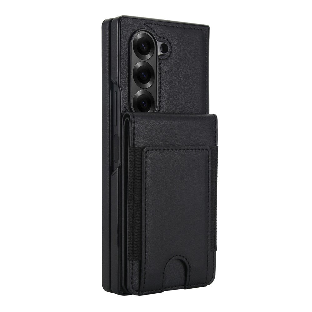 Til Samsung Galaxy Z Fold6 5G Etui Korttaske Støttefod Læder + PC Telefoncover med HD Skærmbeskytter