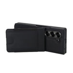 Til Samsung Galaxy Z Fold6 5G Etui Korttaske Støttefod Læder + PC Telefoncover med HD Skærmbeskytter