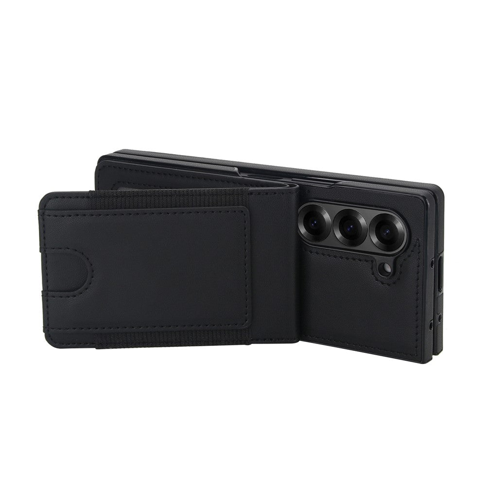 Til Samsung Galaxy Z Fold6 5G Etui Korttaske Støttefod Læder + PC Telefoncover med HD Skærmbeskytter