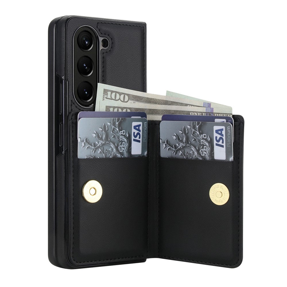 For Samsung Galaxy Z Fold5 5G Wallet Case Ring Holder PC PU Flip Phone Cover with HD Screen Protector