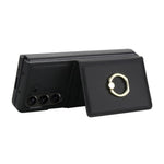 For Samsung Galaxy Z Fold5 5G Wallet Case Ring Holder PC PU Flip Phone Cover with HD Screen Protector