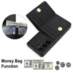 For Samsung Galaxy Z Fold5 5G Wallet Case Ring Holder PC PU Flip Phone Cover with HD Screen Protector