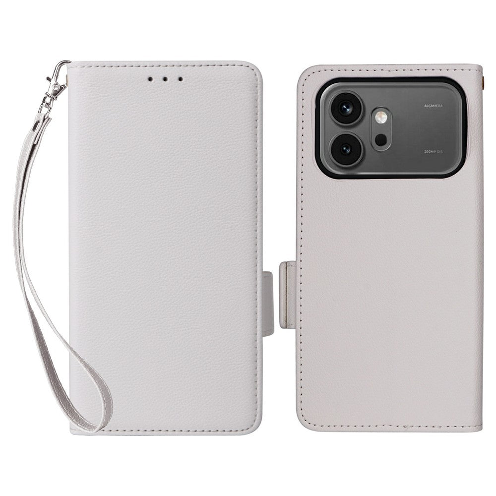 For Honor 600 5G / 600 Pro 5G Case Litchi Texture Wallet Leather Phone Cover with Wrist Strap
