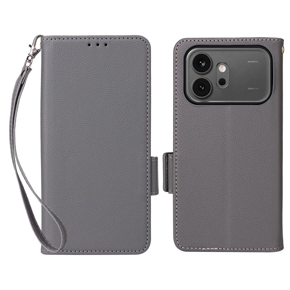 For Honor 600 5G / 600 Pro 5G Case Litchi Texture Wallet Leather Phone Cover with Wrist Strap
