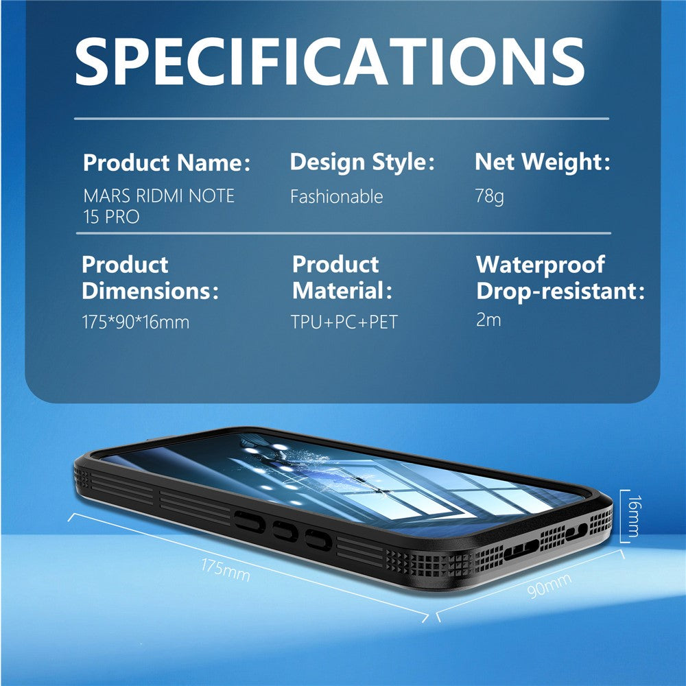 REDPEPPER For Xiaomi Redmi Note 15 Pro 5G (Global) IP68 Phone Case Waterproof Cover