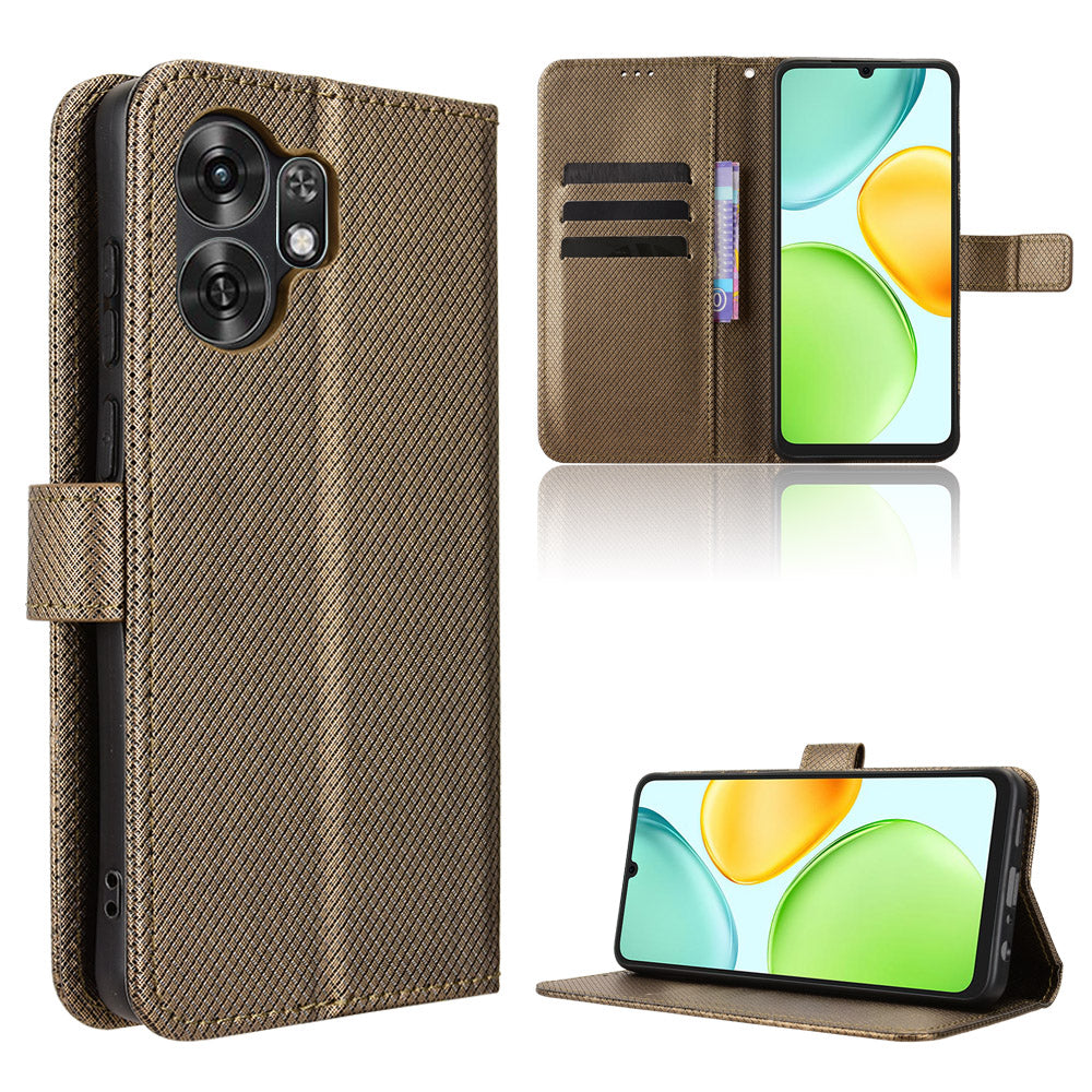 For Honor Play 60A 5G / Honor X6d 5G Leather Wallet Case with Strap Diamond Texture Phone Cover