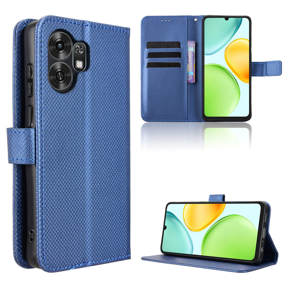 For Honor Play 60A 5G / Honor X6d 5G Leather Wallet Case with Strap Diamond Texture Phone Cover