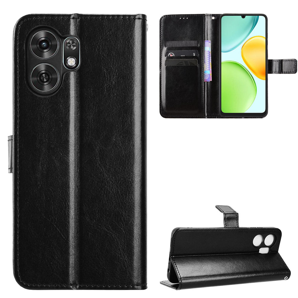 Til Honor Play 60A 5G / Honor X6d 5G PU-læderetui med rem og Crazy Horse-tekstur, telefonpungcover