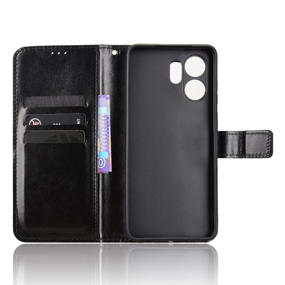 Til Honor Play 60A 5G / Honor X6d 5G PU-læderetui med rem og Crazy Horse-tekstur, telefonpungcover