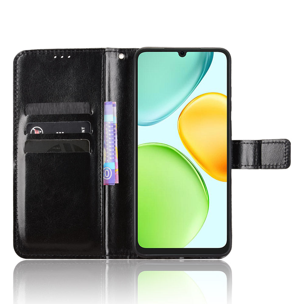 Til Honor Play 60A 5G / Honor X6d 5G PU-læderetui med rem og Crazy Horse-tekstur, telefonpungcover