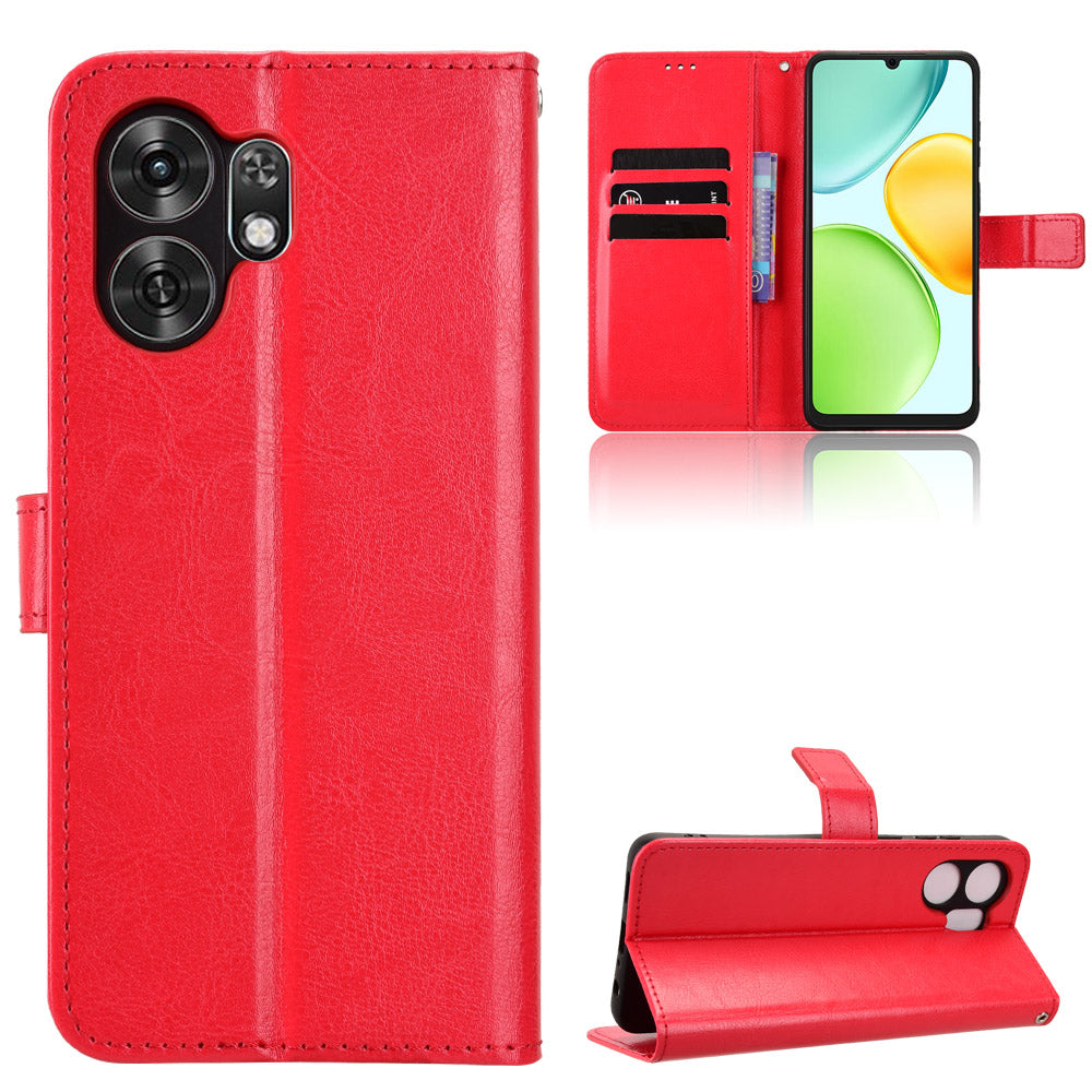 Til Honor Play 60A 5G / Honor X6d 5G PU-læderetui med rem og Crazy Horse-tekstur, telefonpungcover