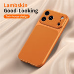 For iPhone 17 Pro Phone Case Lambskin Texture PC TPU PU Leather Shockproof Protective Cover