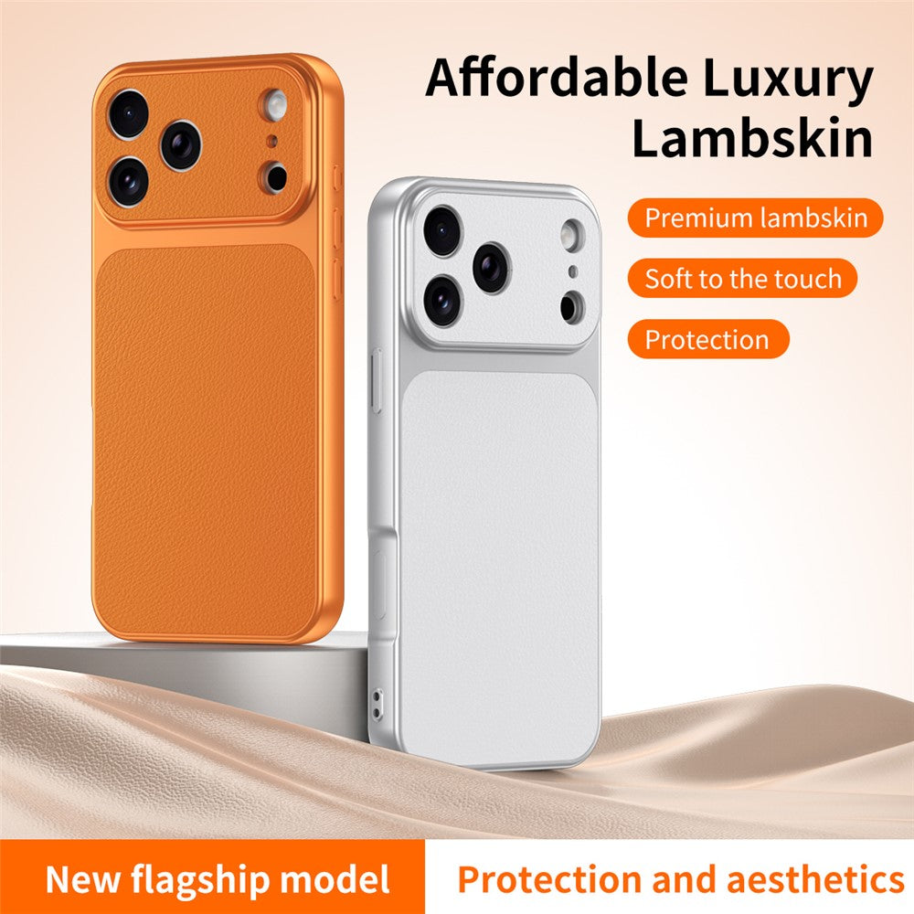 For iPhone 17 Pro Phone Case Lambskin Texture PC TPU PU Leather Shockproof Protective Cover